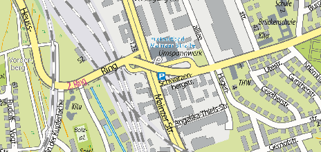 Kartenausschnitt Wiesbaden rund um Mainzer Straße Ost