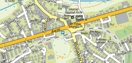Kartenausschnitt rund um den Bus-Bahnhof / Taunusstein Hahn