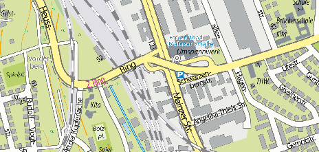 Kartenausschnitt Wiesbaden rund um die Mainzer Straße West