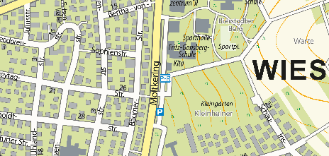 Kartenausschnitt Wiesbaden rund um den Moltkering