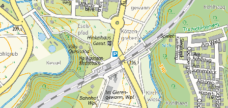 Kartenausschnitt Wiesbaden rund um den Bahnhof Auringen-Medenbach